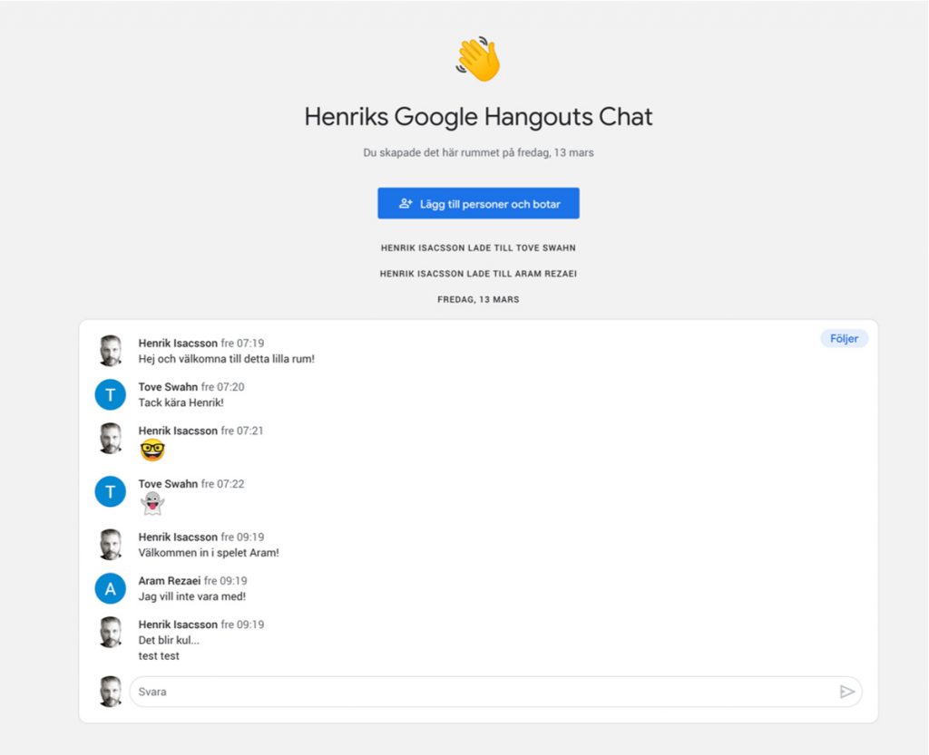 Google Hangouts Chat Mörbykurser
